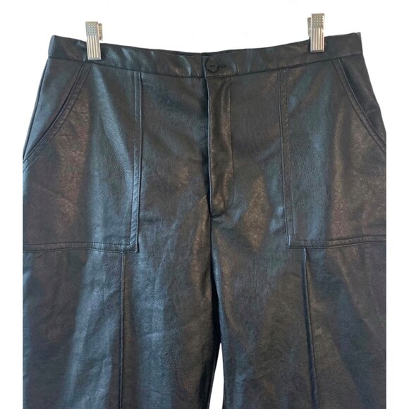 PRINCESS POLLY Solid Encore Black Faux Leather Ankle Straight Leg Pants Size 12 - Picture 3 of 8
